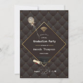 Invitation de fête de graduation virtuelle noire e (Devant)