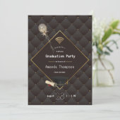 Invitation de fête de graduation virtuelle noire e (Debout devant)