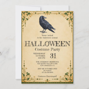 Invitation de fête de Halloween en costume gothiqu