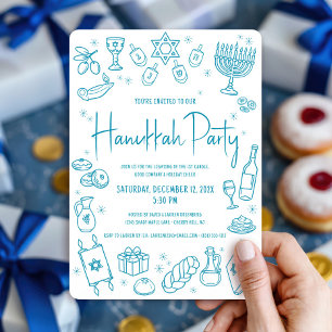 Invitation de fête de Hanukkah dessins à main whim