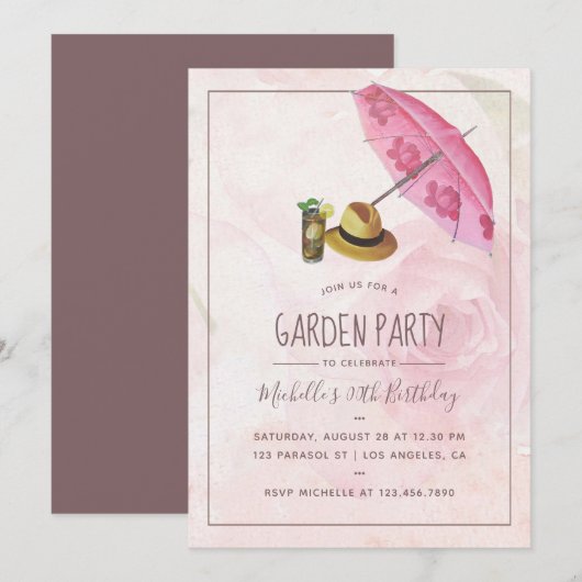 Invitation de fête de jardin rétro vintage (Devant / Derrière)