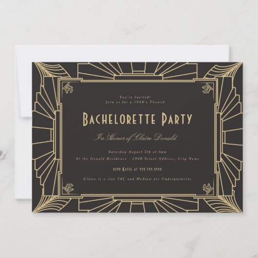Invitation de fête de jeune fille de style Art déc (Devant)