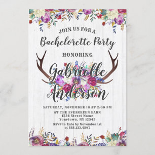 Invitation de fête de jeune fille Floral Deer Antl