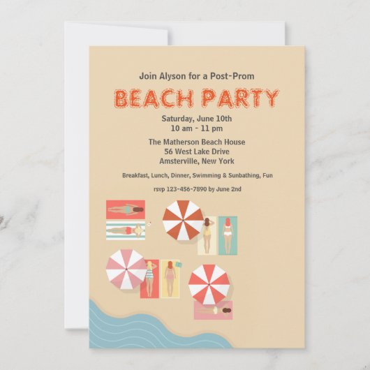 Invitation de fête de jour de plage (Devant)