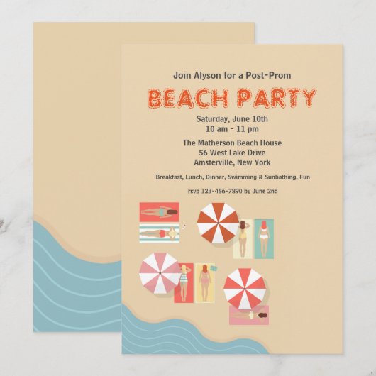 Invitation de fête de jour de plage (Devant / Derrière)