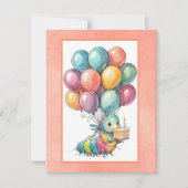 Invitation de fête de la chenille mignonne TÉLÉCHA (Devant)