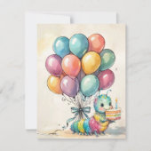 Invitation de fête de la chenille mignonne TÉLÉCHA (Devant)