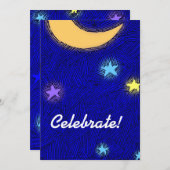 Invitation de fête de la Lune et des étoiles sur m (Devant / Derrière)