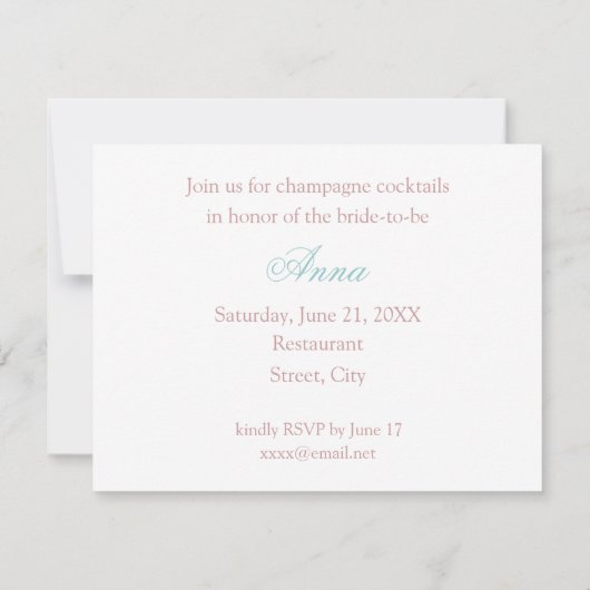 INVITATION DE FÊTE DE LA MARIÉE (Dos)