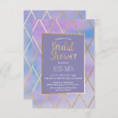 Invitation de Fête de la mariée - aquarelle, or (Devant / Derrière)