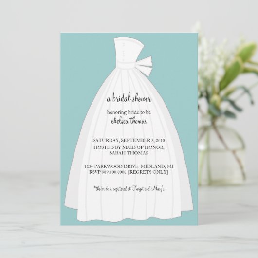 Invitation de Fête de la mariée {bleu turquoise} (Debout devant)