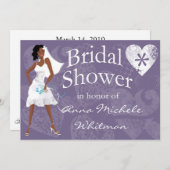 Invitation de Fête de la mariée d'Afro-américain (Devant / Derrière)