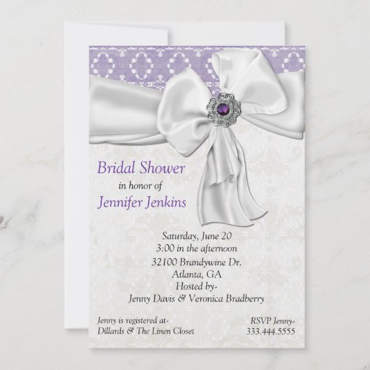Invitation de Fête de la mariée d'améthyste (Devant)
