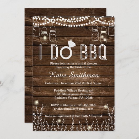 Invitation de Fête de la mariée de BBQ - BBQ (Devant / Derrière)