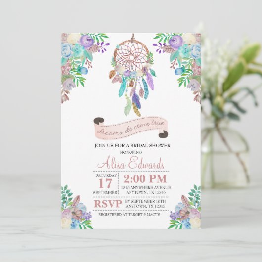 Invitation de Fête de la mariée de Boho (Debout devant)