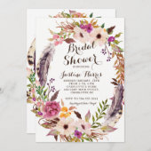 Invitation de Fête de la mariée de Boho (Devant / Derrière)