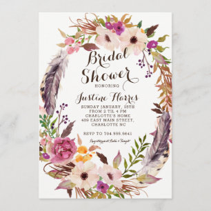 Invitation de Fête de la mariée de Boho