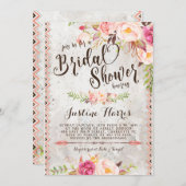 Invitation de Fête de la mariée de Boho (Devant / Derrière)