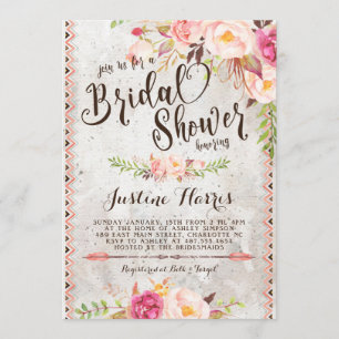 Invitation de Fête de la mariée de Boho