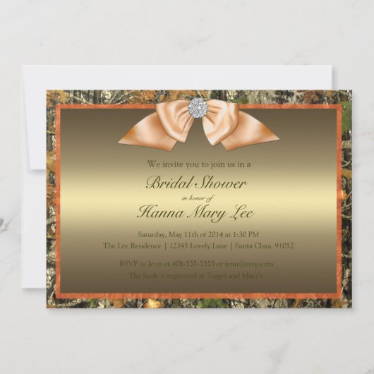 Invitation de Fête de la mariée de Camo de chasse (Devant)