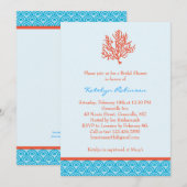 Invitation de Fête de la mariée de corail rouge (Devant / Derrière)