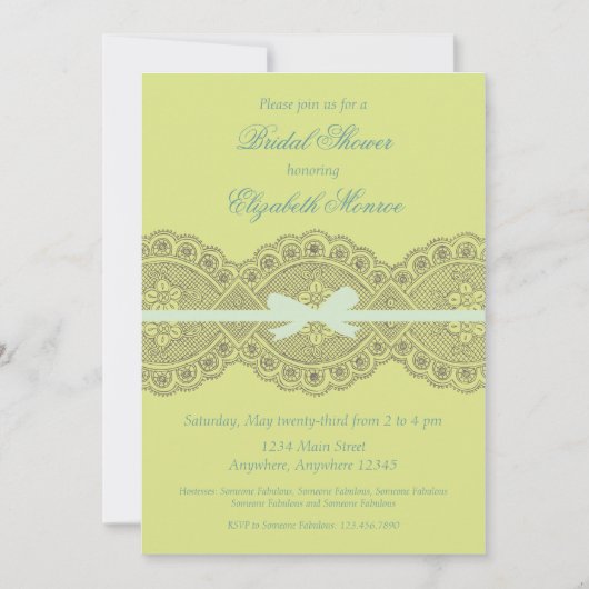 Invitation de Fête de la mariée "de dentelle (Devant)