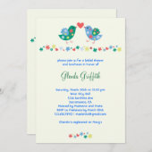 Invitation de Fête de la mariée de deux oiseaux (Devant / Derrière)