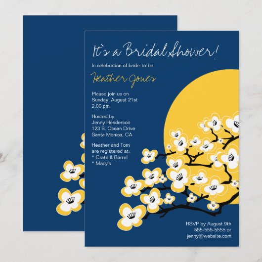 Invitation de Fête de la mariée de fleurs de (Devant / Derrière)