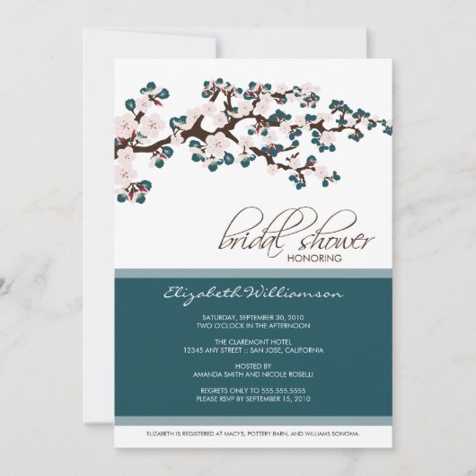 Invitation de Fête de la mariée de fleurs de (Devant)
