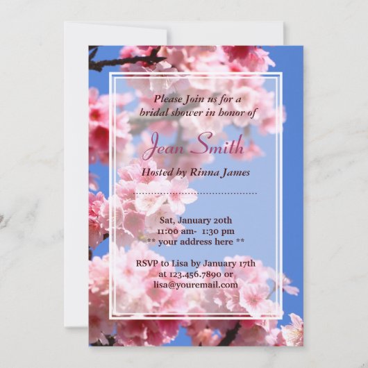 Invitation de Fête de la mariée de fleurs de (Devant)