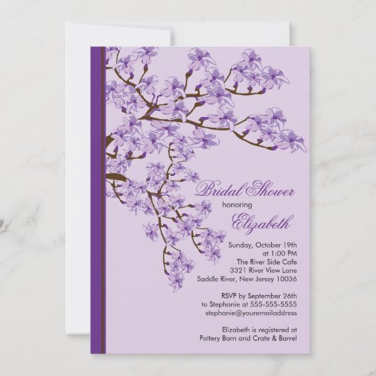 Invitation de Fête de la mariée de fleurs de (Devant)