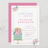 Invitation de Fête de la mariée de gâteau de (Devant / Derrière)