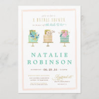 Invitation de Fête de la mariée de gâteau de