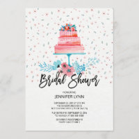 Invitation de Fête de la mariée de gâteau de rose