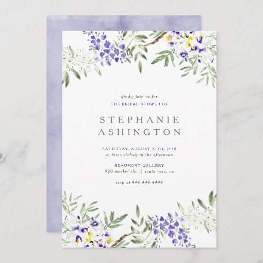 Invitation de Fête de la mariée de glycines (Devant / Derrière)