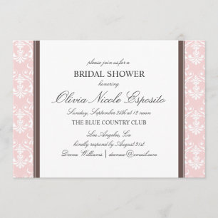INVITATION DE FÊTE DE LA MARIÉE DE LA DAMASSÉ