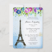 Invitation de Fête de la mariée de Paris de fleur (Devant)