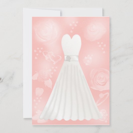 Invitation de Fête de la mariée de pêche de roses (Dos)