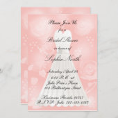 Invitation de Fête de la mariée de pêche de roses (Devant / Derrière)