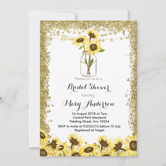 Invitation de Fête de la mariée de pot de maçon (Devant)