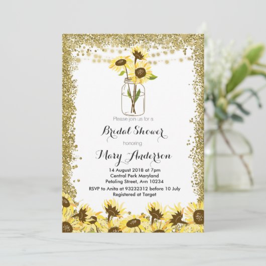 Invitation de Fête de la mariée de pot de maçon (Debout devant)