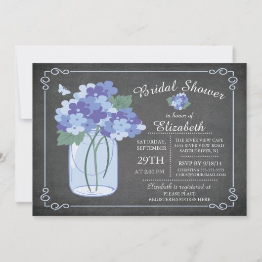 Invitation de Fête de la mariée de pot de maçon de (Devant)