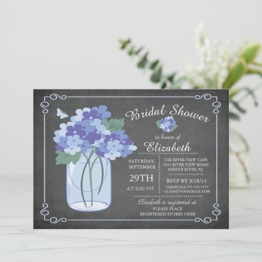 Invitation de Fête de la mariée de pot de maçon de (Debout devant)