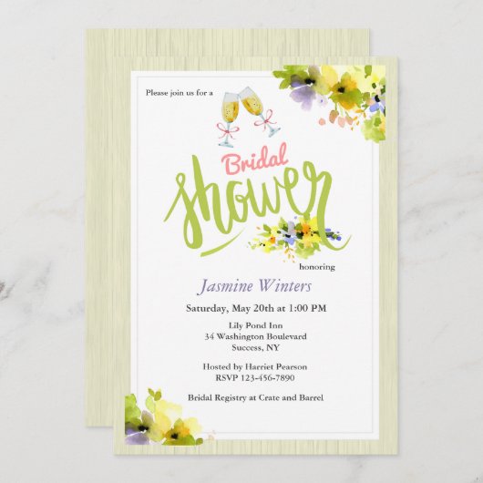 Invitation de Fête de la mariée de ressort (Devant / Derrière)