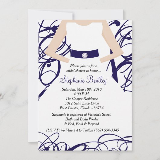 Invitation de Fête de la mariée de robe de mariage (Devant)