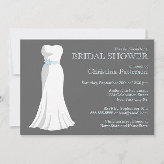 Invitation de Fête de la mariée de robe de mariage (Devant)