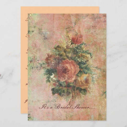 Invitation de Fête de la mariée de roses de chou (Devant / Derrière)
