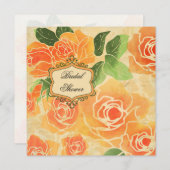 Invitation de Fête de la mariée de roses de pêche (Devant / Derrière)