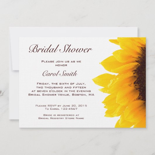Invitation de Fête de la mariée de tournesol de (Devant)