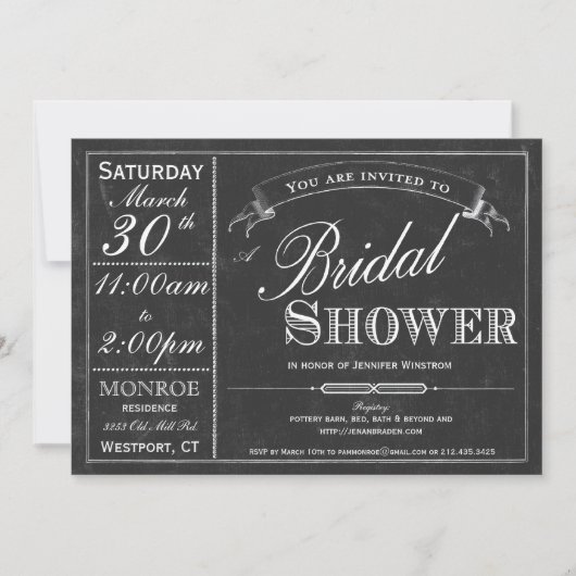 Invitation de Fête de la mariée de typographie de (Devant)
